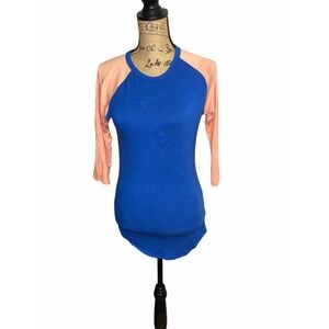 Lularoe Randy Womens Size XXS Crew Neck 3/4 Sleeve Gray Blue Pullover Top (3870)